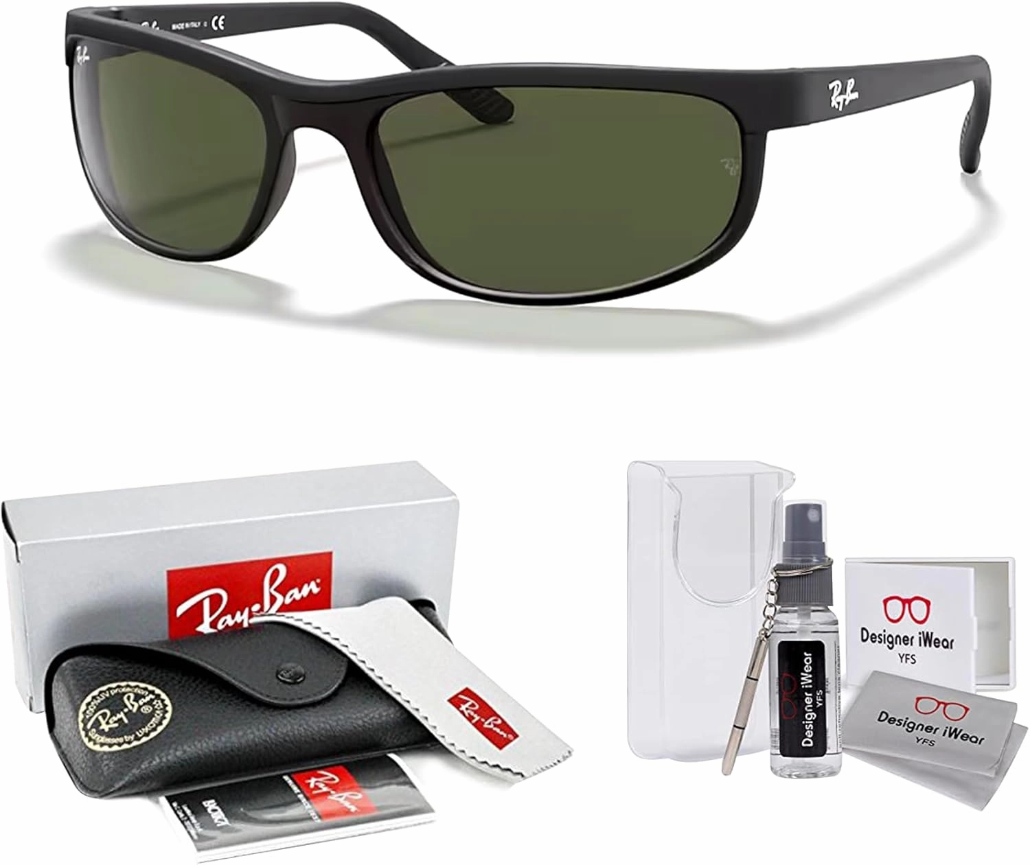 Ray-Ban RB2027 PREDATOR 2 Rectangular Sunglasses For Men For Women   Bundle with Designer iWear Kit