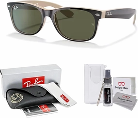 Ray-Ban RB2132 NEW WAYFARER Square Sunglasses For Men For Women   BUNDLE with Designer iWear Eyewear Care Kit