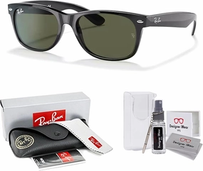 Ray-Ban RB2132 NEW WAYFARER Square Sunglasses For Men For Women   BUNDLE with Designer iWear Eyewear Care Kit