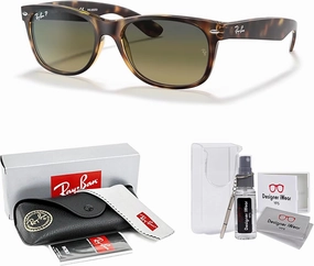 Ray-Ban RB2132 POLARIZED NEW WAYFARER Square Sunglasses For Men For Women   BUNDLE with Designer iWear Eyewear Care Kit