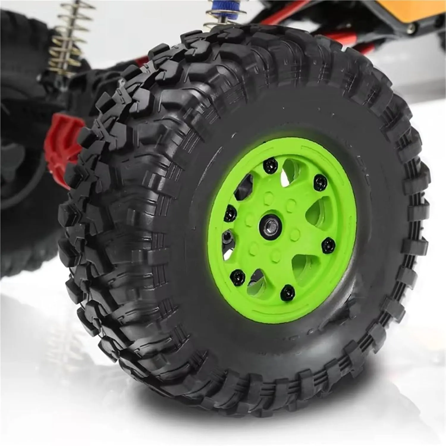 Rc Car Wheel Rim Tire Compatible with Axial for SCX10 for Wraith RR10 for Capra for TRX4 YK4082 1/10 RC Crawler Car 135Mm Metal 2.2Inch Beadlock Wheel Rim Tire Set(Green)