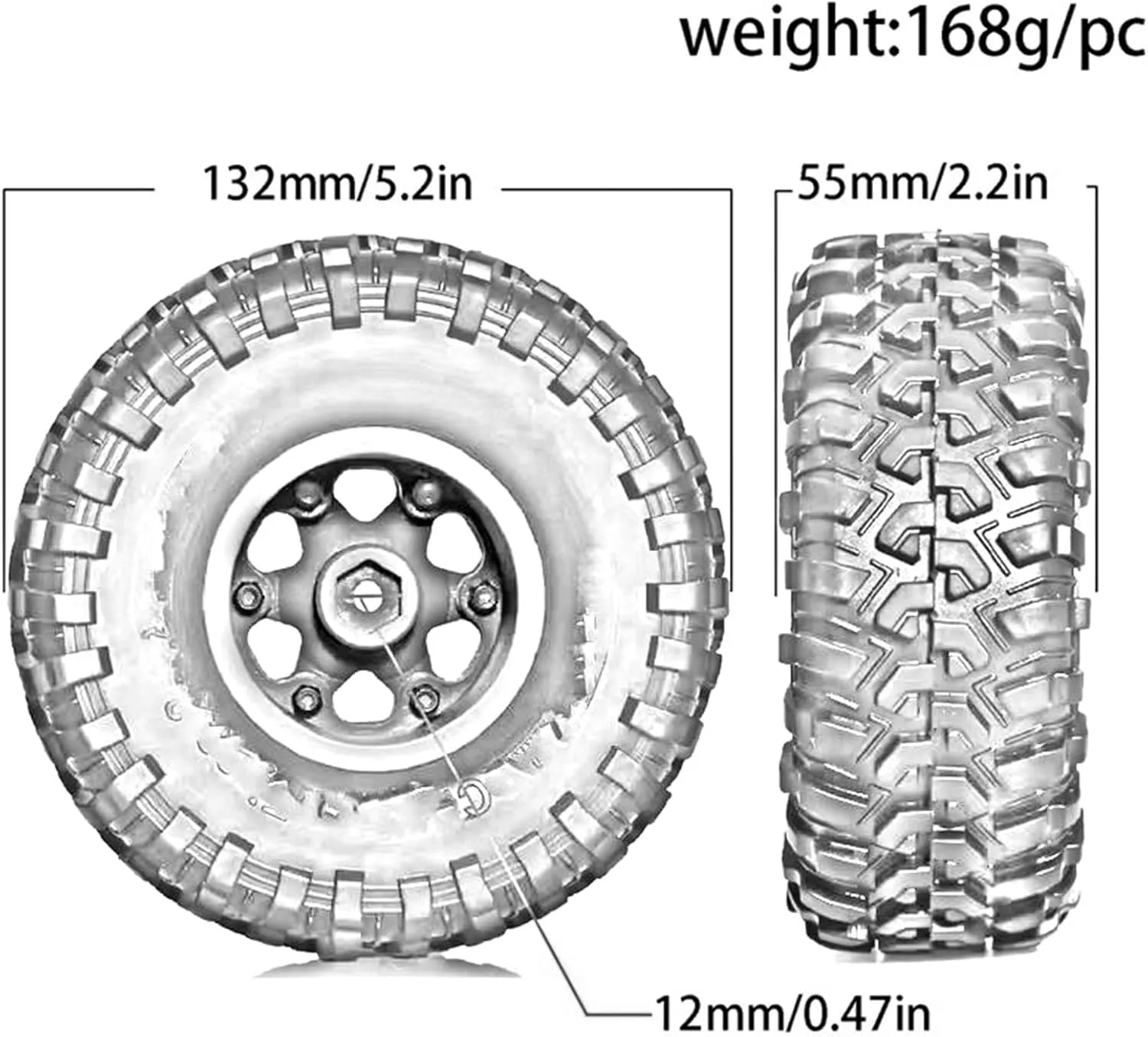 Rc Car Wheel Rim Tire Compatible with Axial for SCX10 for Wraith RR10 for Capra for TRX4 YK4082 1/10 RC Crawler Car 135Mm Metal 2.2Inch Beadlock Wheel Rim Tire Set(Green)