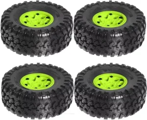 Rc Car Wheel Rim Tire Compatible with Axial for SCX10 for Wraith RR10 for Capra for TRX4 YK4082 1/10 RC Crawler Car 135Mm Metal 2.2Inch Beadlock Wheel Rim Tire Set(Green)