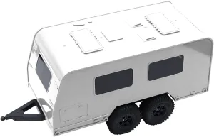 RC Trailer with Body Shell for Traxxas 1/18 TRX4M RC Car Travel Camper Trailer Builder Kit (White)