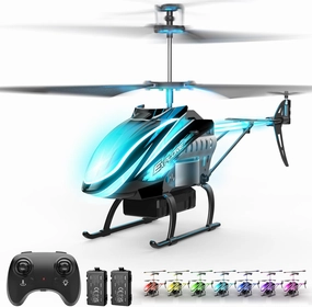 RC Helicopter Remote Control Helicopter for Kids Indoor Play 7 1 LED Light Modes, 30Mins Flight, Upgraded Gyro Stabilizer, Auto Hover, 3.5 Channel, One Key Start/Land, Auto Rotation, Circle Fly, Blue