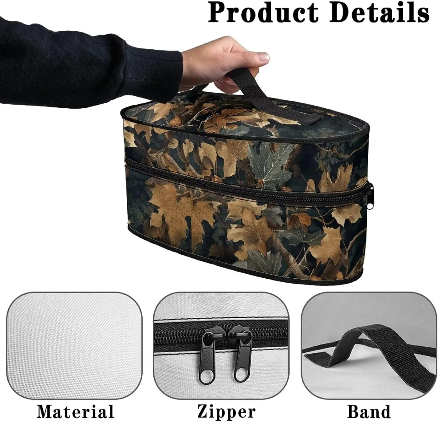 Rchsmod Maple Leaf Print Steam Iron Case with Handle Zippered Iron Carrier Bag Travel Steamer Holder Case Iron Accessories for Thanksgiving, Case Only
