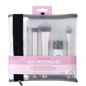 Real Techniques Limited Edition Skin Love Complexion Makeup Brush and Skincare Christmas Gift Set, Pink, 6 Count, Perfect For Wife, Spouse, Significant Other, Girlfriend, and Daughter