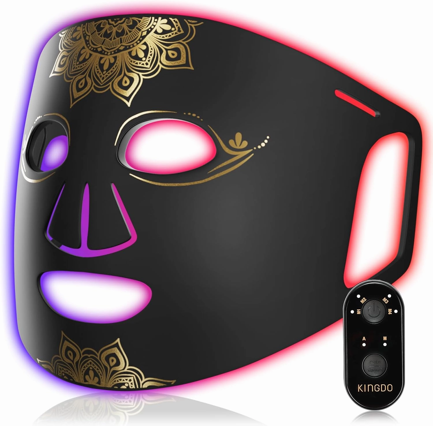 Red Light Therapy for Face, Cordless Near-Infrared 850nm Infrared Led Face Mask, Portable and Rechargeable Multi Light Therapy Mask at Home and Travel, 100 LED Beads, Gift Box Packaging,Black