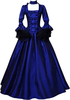 Renaissance Costume Womens Medieval Rococo Dress Gorgeous Princess Vampire Over Dress Goth Ball Gown Halloween Costumes