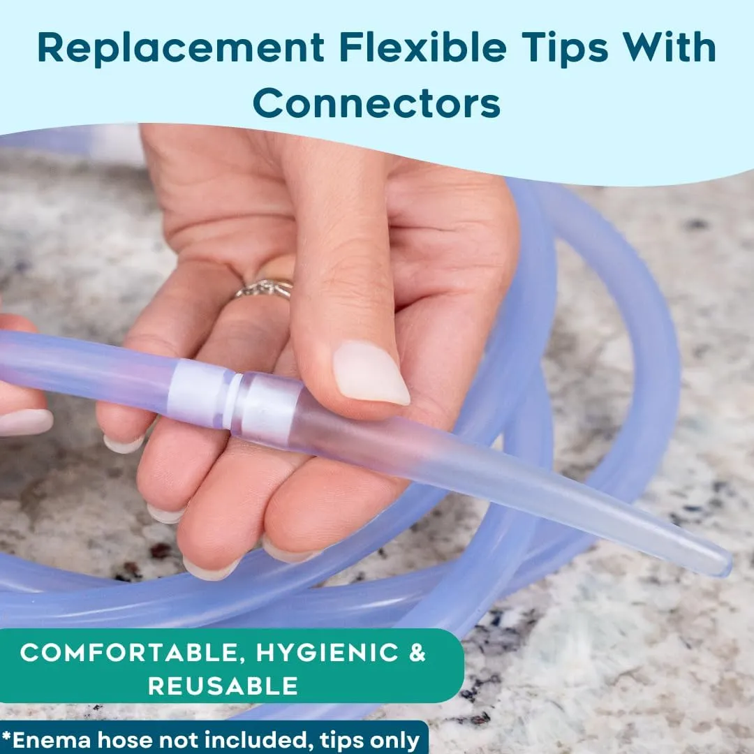 Replacement Flexible Tips with connectors. Reusable Accessories for Coffee & Water Colon Cleanse. 30 Tips Included. Detox for Men and Women