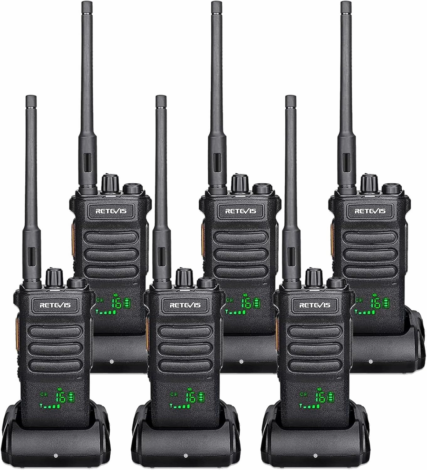 Retevis RT86 Long Range Walkie Talkies for Adults, High Power Professional 2 Way Radios, Heavy Duty Two Way Radios, Shatterproof Display, 2600mAh, for Commercial Construction Warehouse(6 Pack)