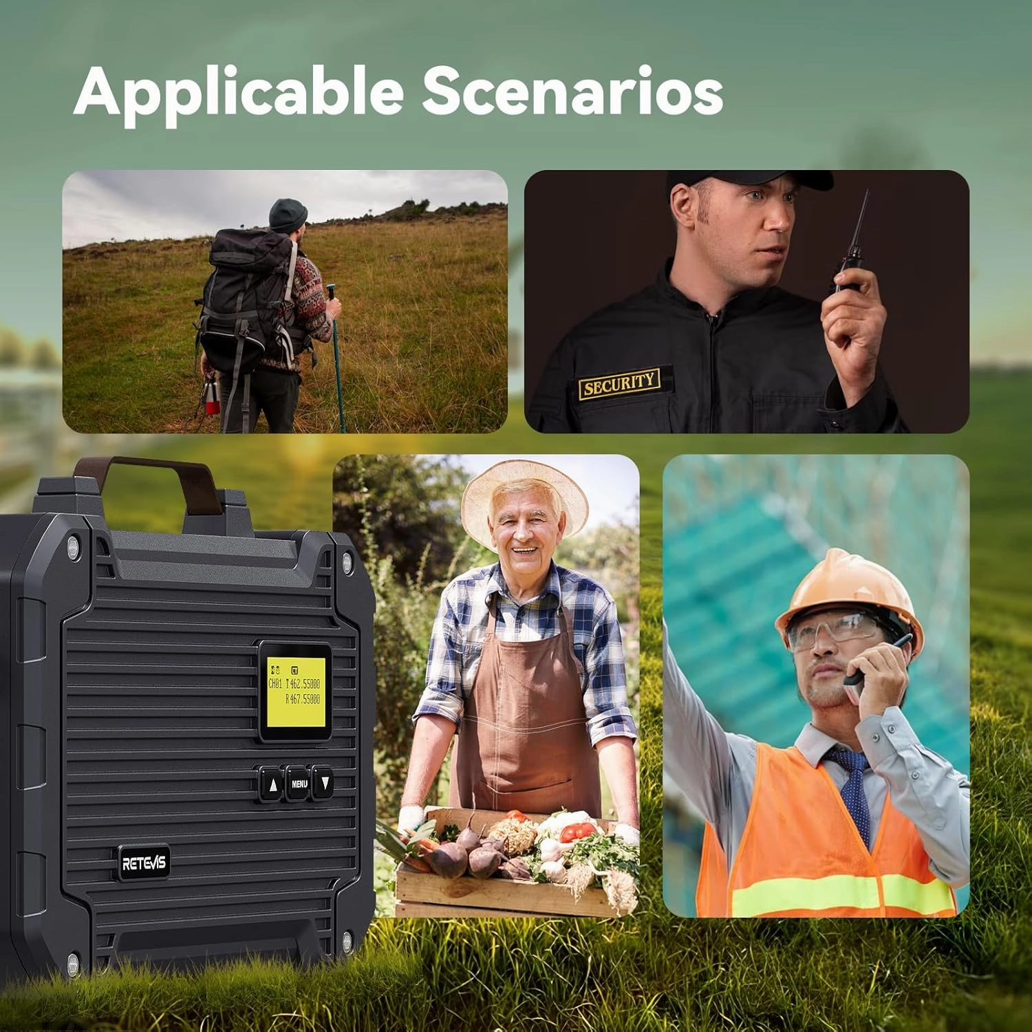 Retevis RT97L Up to 25W GMRS Repeater Set, High Power Full Duplex Portable Kit with FRP Antenna & Coaxial Cable, Perfect for Farms, Warehouses, Remote Areas, Outdoors & Home