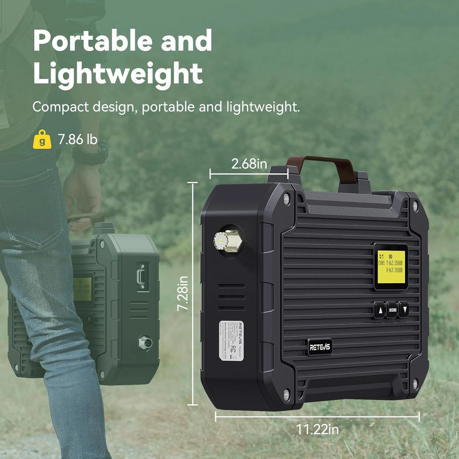 Retevis RT97L Up to 25W GMRS Repeater Set, High Power Full Duplex Portable Kit with FRP Antenna & Coaxial Cable, Perfect for Farms, Warehouses, Remote Areas, Outdoors & Home
