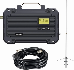 Retevis RT97L Up to 25W GMRS Repeater Set, High Power Full Duplex Portable Kit with FRP Antenna & Coaxial Cable, Perfect for Farms, Warehouses, Remote Areas, Outdoors & Home