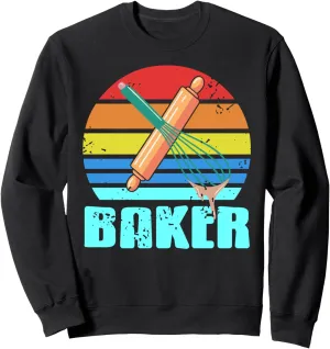 Retro Baker Whisk and Rolling Pin Baking Pride Sweatshirt