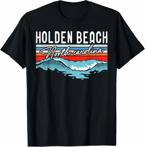Retro Holden Beach North Carolina Surfboard Beach T-Shirt