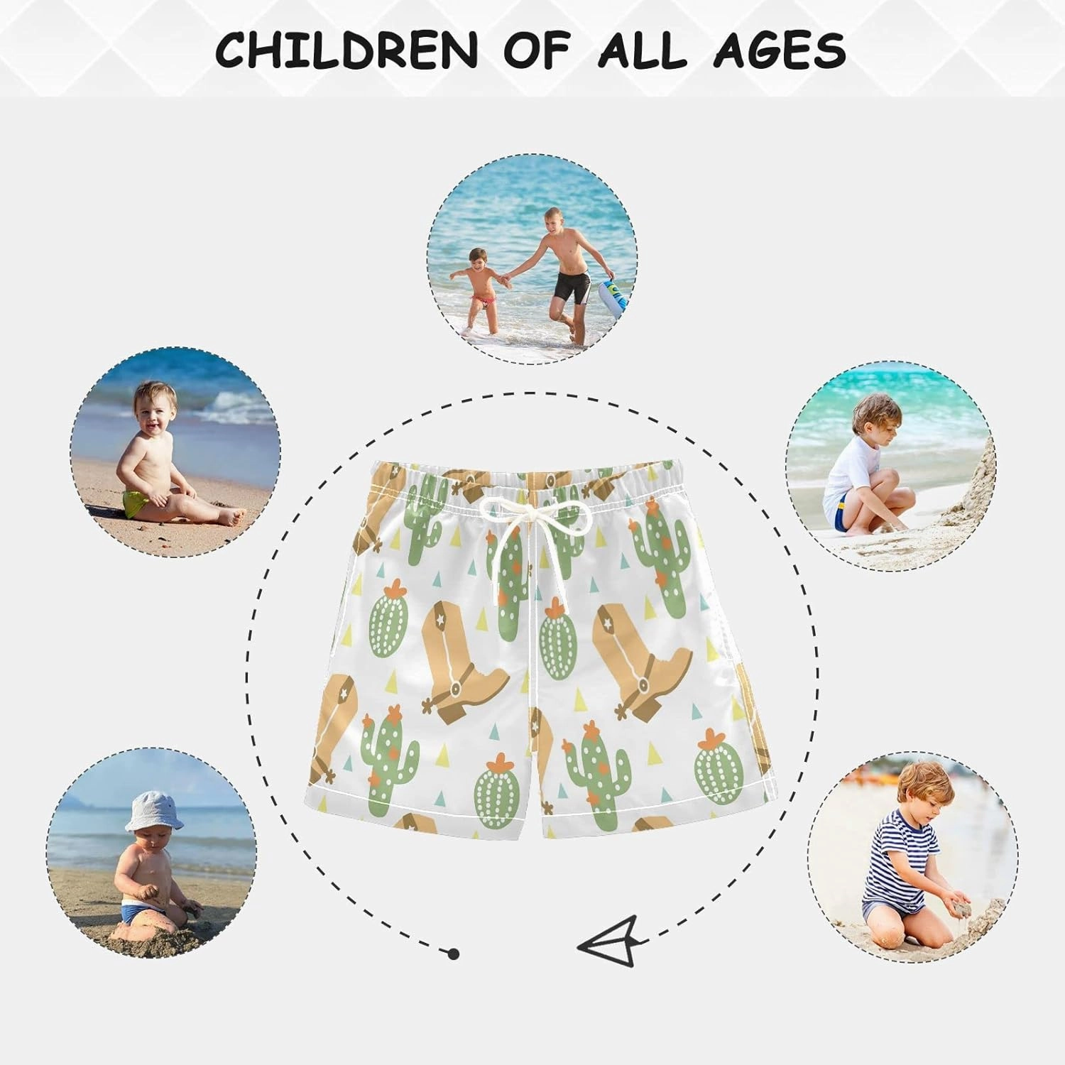 Retro Rodeo Cowboy Boys Swim Trunks Toddler Beach Board Shorts Quick Dry Kids Swimwear Bathing Suits 2T