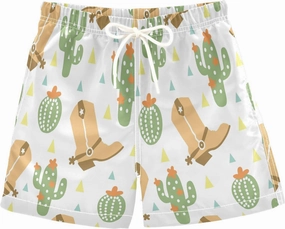 Retro Rodeo Cowboy Boys Swim Trunks Toddler Beach Board Shorts Quick Dry Kids Swimwear Bathing Suits 2T