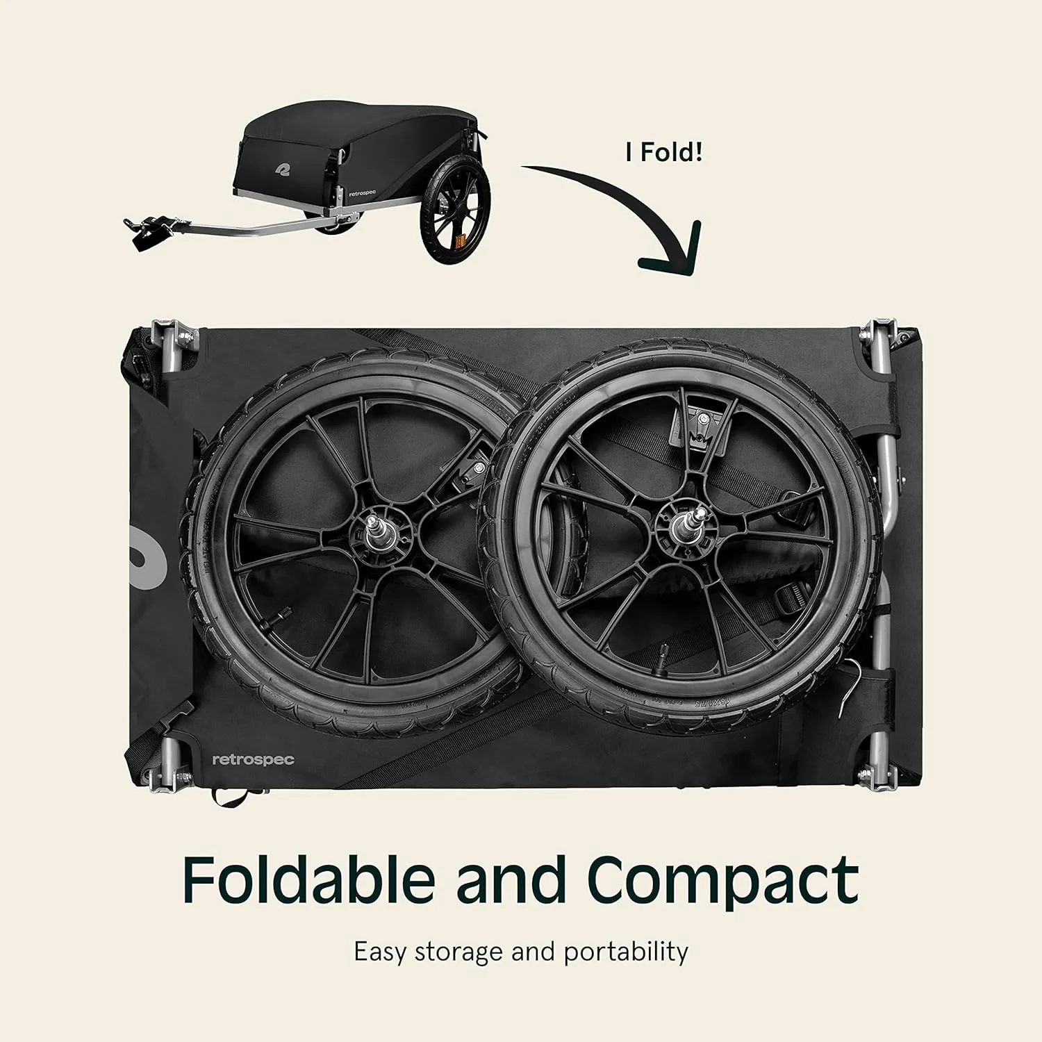 Retrospec Rover Hauler Cargo Bike Trailer with Folding Frame & Weather Resistant Fabric, Large Cargo Carrier, Fits 20” - 29” Bicycle Wheels