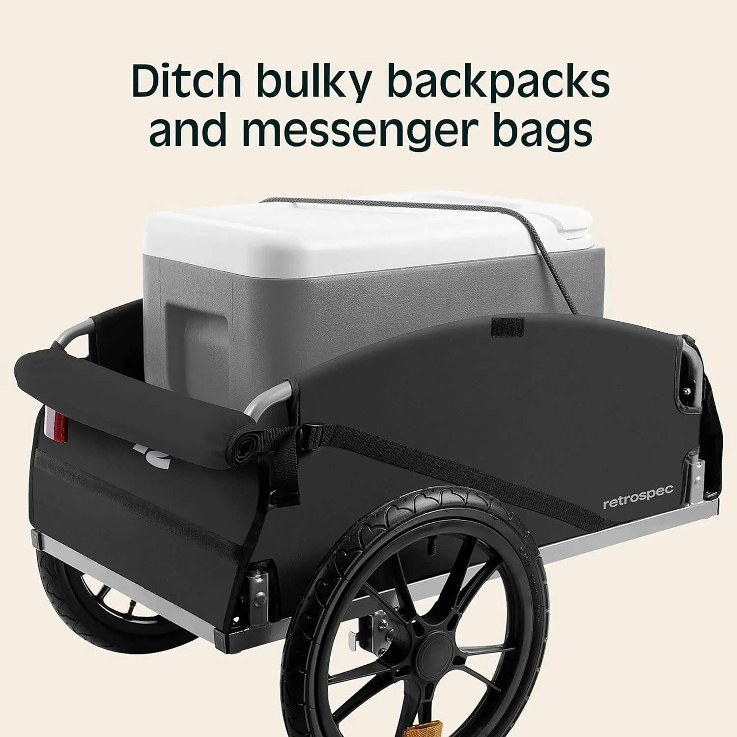 Retrospec Rover Hauler Cargo Bike Trailer with Folding Frame & Weather Resistant Fabric, Large Cargo Carrier, Fits 20” - 29” Bicycle Wheels