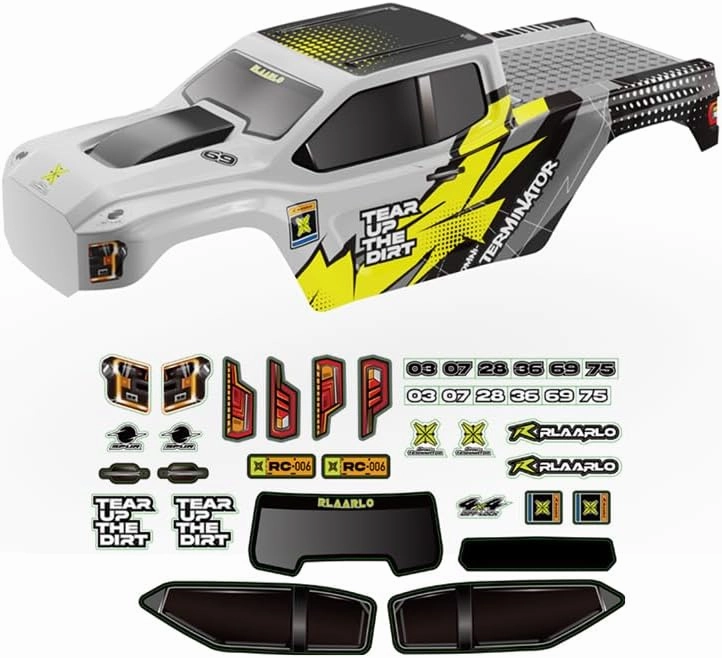 RIAARIO Mini 1/10 RC Truck PC Car Shell (Yellow Silver)