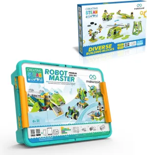 Robot Master Kit 2 Sets, Robots Toys Sets of Coding Robots Kit & Building Blocks Set, Educational Gift for Brothers/Sisters Ages 6 