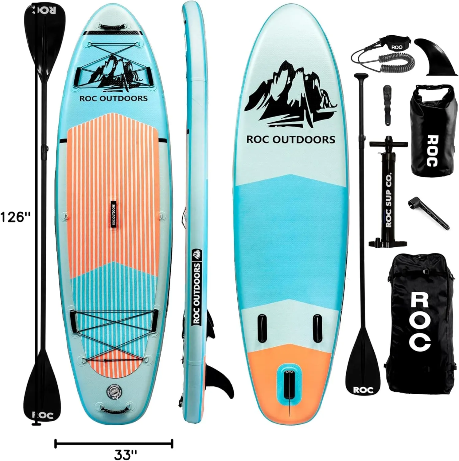Roc Inflatable Stand Up Paddle Boards 10 ft 6 in with Premium SUP Paddle Board Accessories, Wide Stable Design, Non-Slip Comfort Deck for Youth & Adults