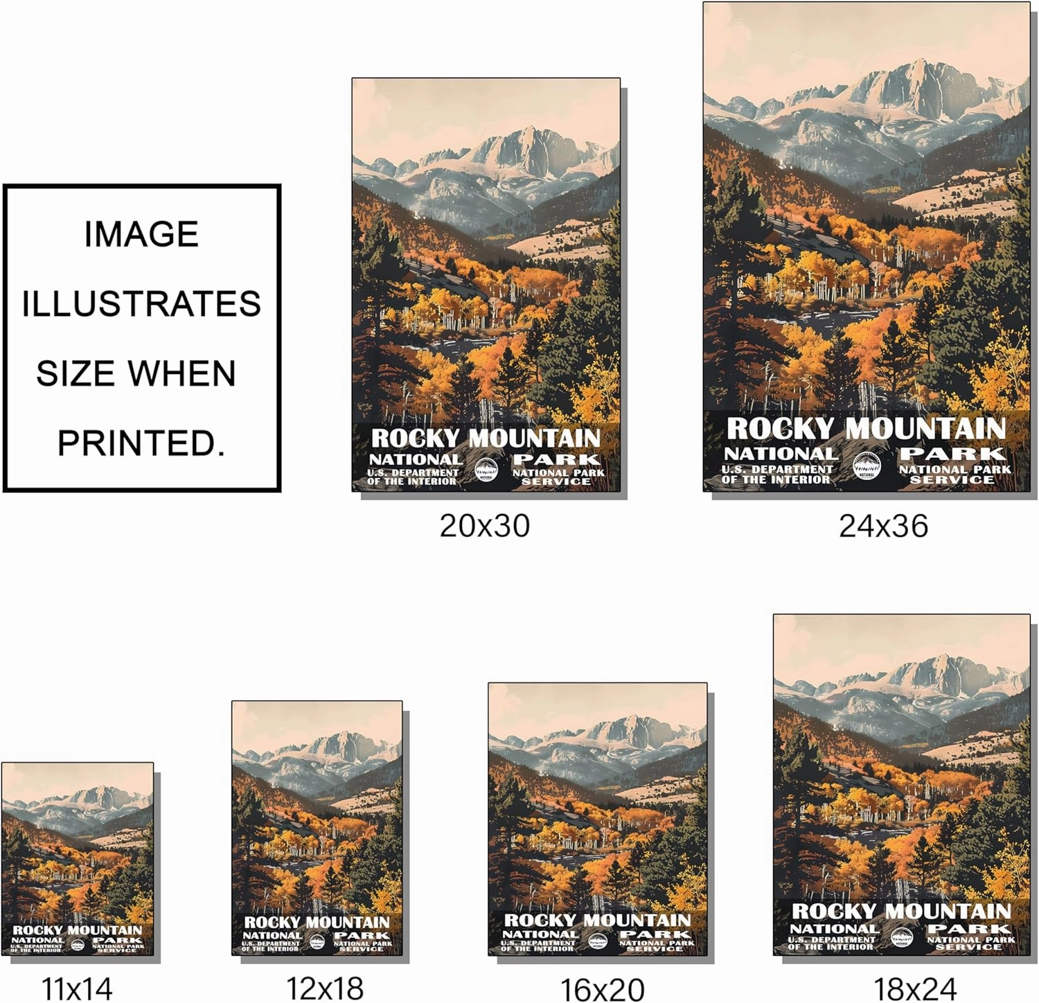 Rocky Mountain National Park Poster, Rocky Mountain Wall Art, Rocky Mountain Print, National Park Posters, National Park Wall Art, Travel Poster, National Park Print for Living Room (UNFRAMED)
