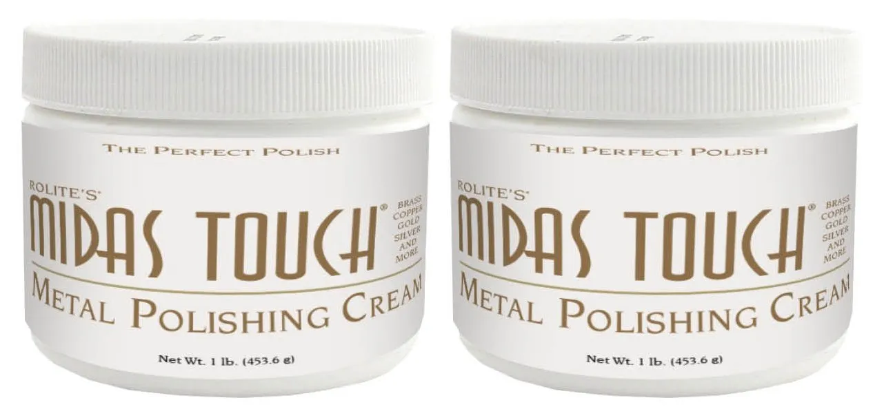 Rolite - MTMPC1#2PK Midas Touch Metal Polishing Cream - Cleaner and Polishing Rouge for Sterling Silver, Gold, Brass, Chrome, Copper, and Other Metals, Non-Toxic Formula, 1 Pound, 2 Pack