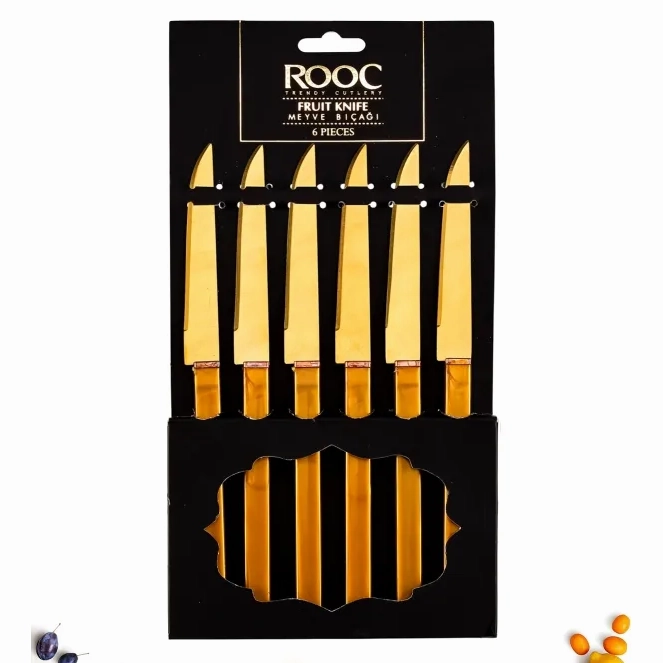 Rooc Fruit Knife Set of 6, Cutlery, Mix Colors in Cases