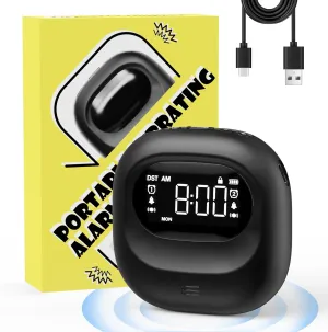 Roxicosly Loud Alarm Clock for Heavy Sleepers, Super Powerful Adjustable Vibration, Travel Bed Shaker Clock for Deaf Hearing Impaired, Battery Operated, USB-C Rechargeable, Cordless, Dual Alarms