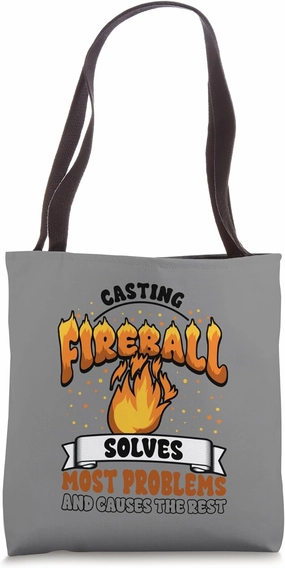 RPG Casting Fireball Solve Problems Dice Game Tabletop Gamer Tote Bag