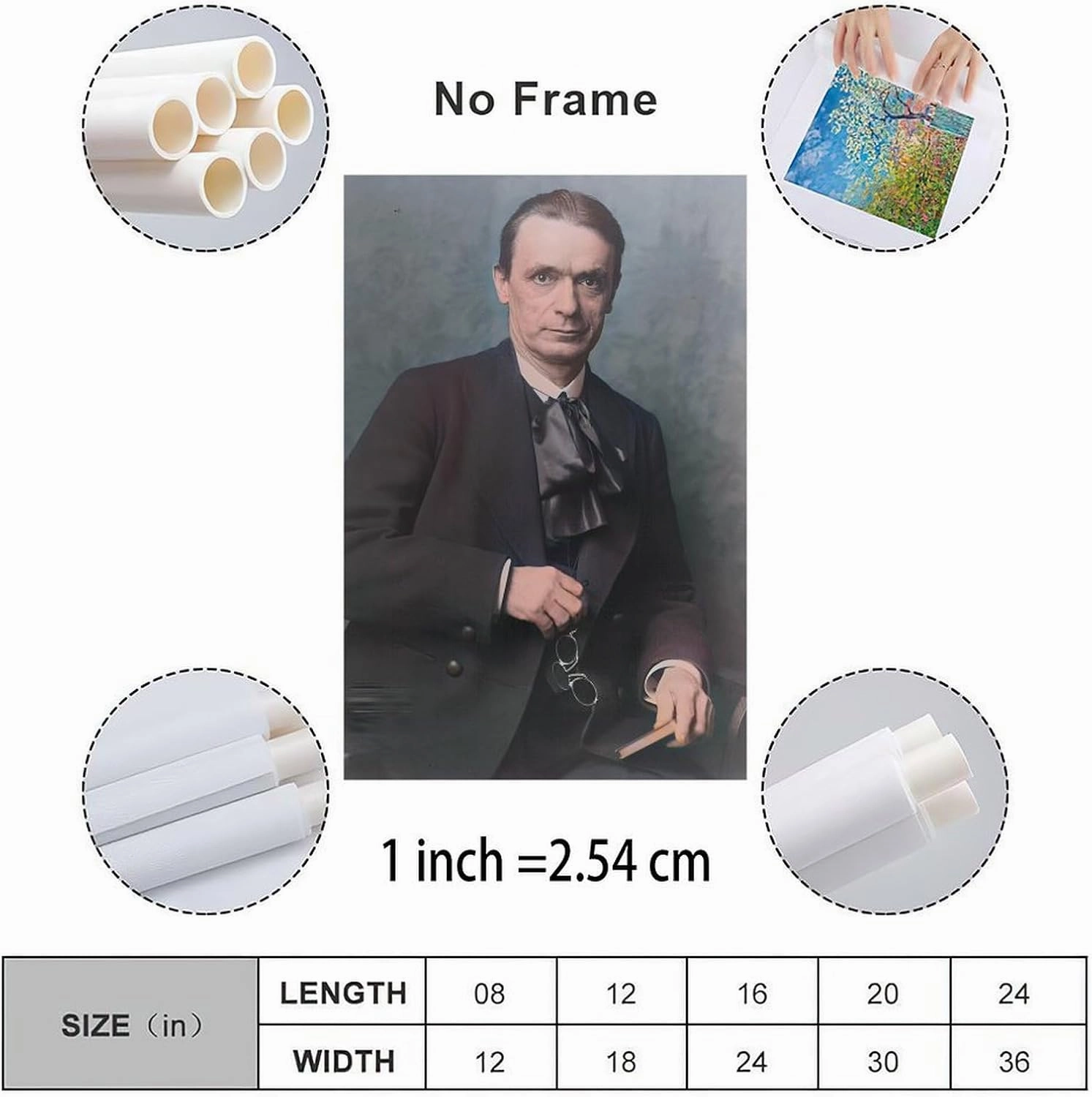 Rudolf Steiner Poster Austrian Architect Portrait (30) Canvas Painting for Living Room Bedroom Decor 24x36inch(60x90cm) Unframe-style