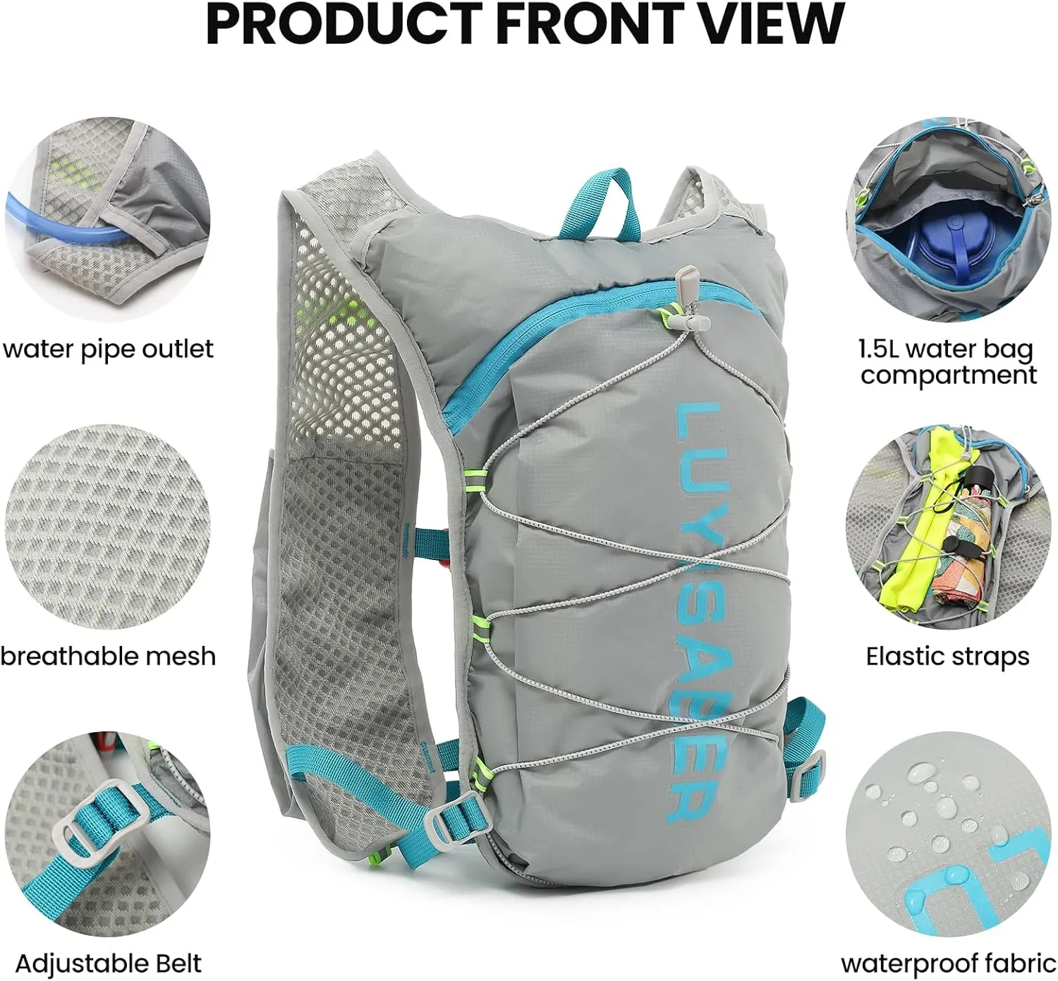Running Vest Hydration Vest Lightweight Insulated Backpack for Marathon, Hiking, Outdoor Trail, Cycling, Men's and Women's Hydration Vest