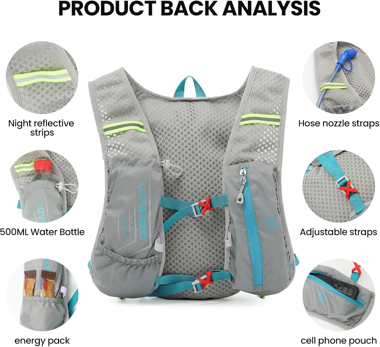 Running Vest Hydration Vest Lightweight Insulated Backpack for Marathon, Hiking, Outdoor Trail, Cycling, Men's and Women's Hydration Vest