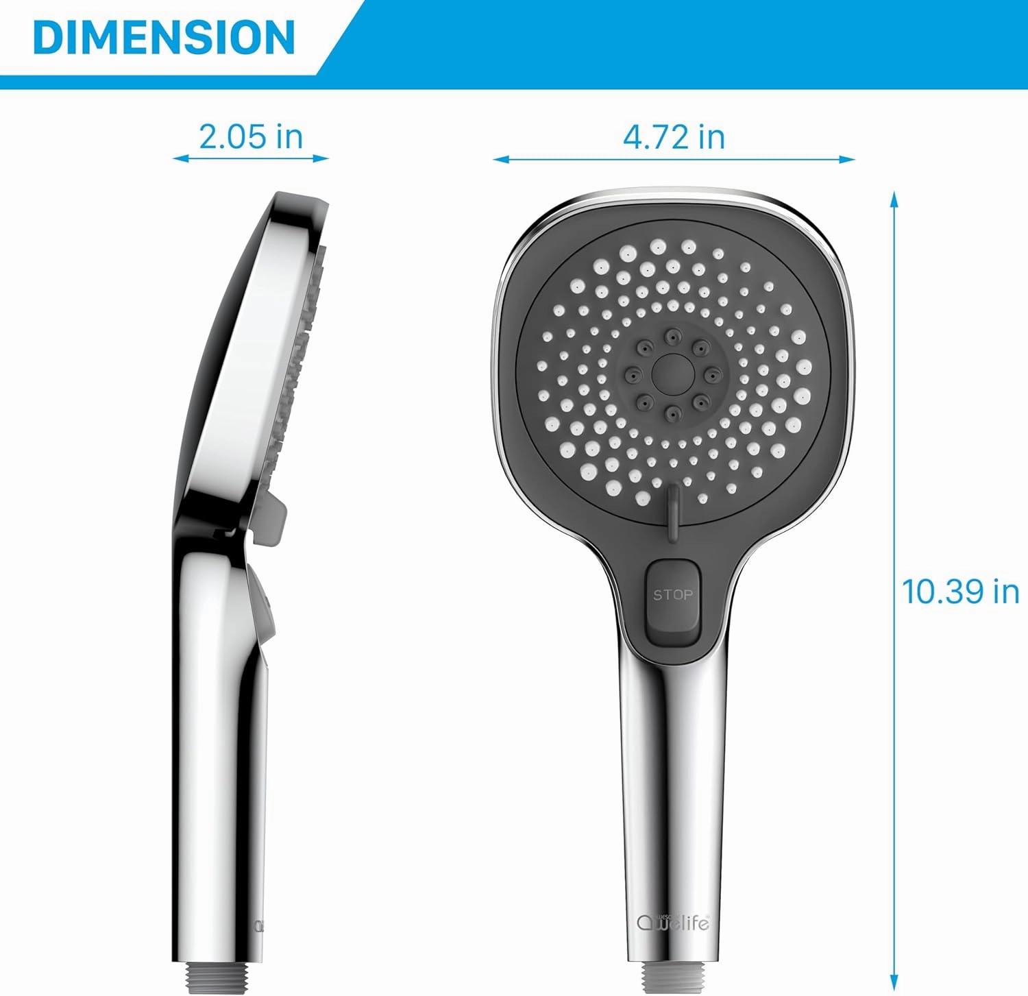 RV Shower Head with Hose and On Off Switch, 3-Spray Camper Water Saving and High Pressure Shower Head with Hose for RV, Camper, Van, Travel Trailer, Motorhome and Boat, Chrome and Dark Gray Finish
