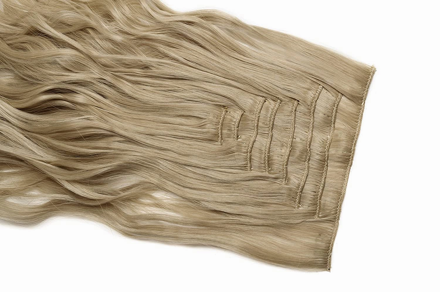 S-noilite 8PCS Blonde Curly Hair Extension Balayage Clip in Hair Extensions Full Head Wavy Blonde Hairpieces for Women,17 Inch,Ash Blonde Mix Bleach Blonde