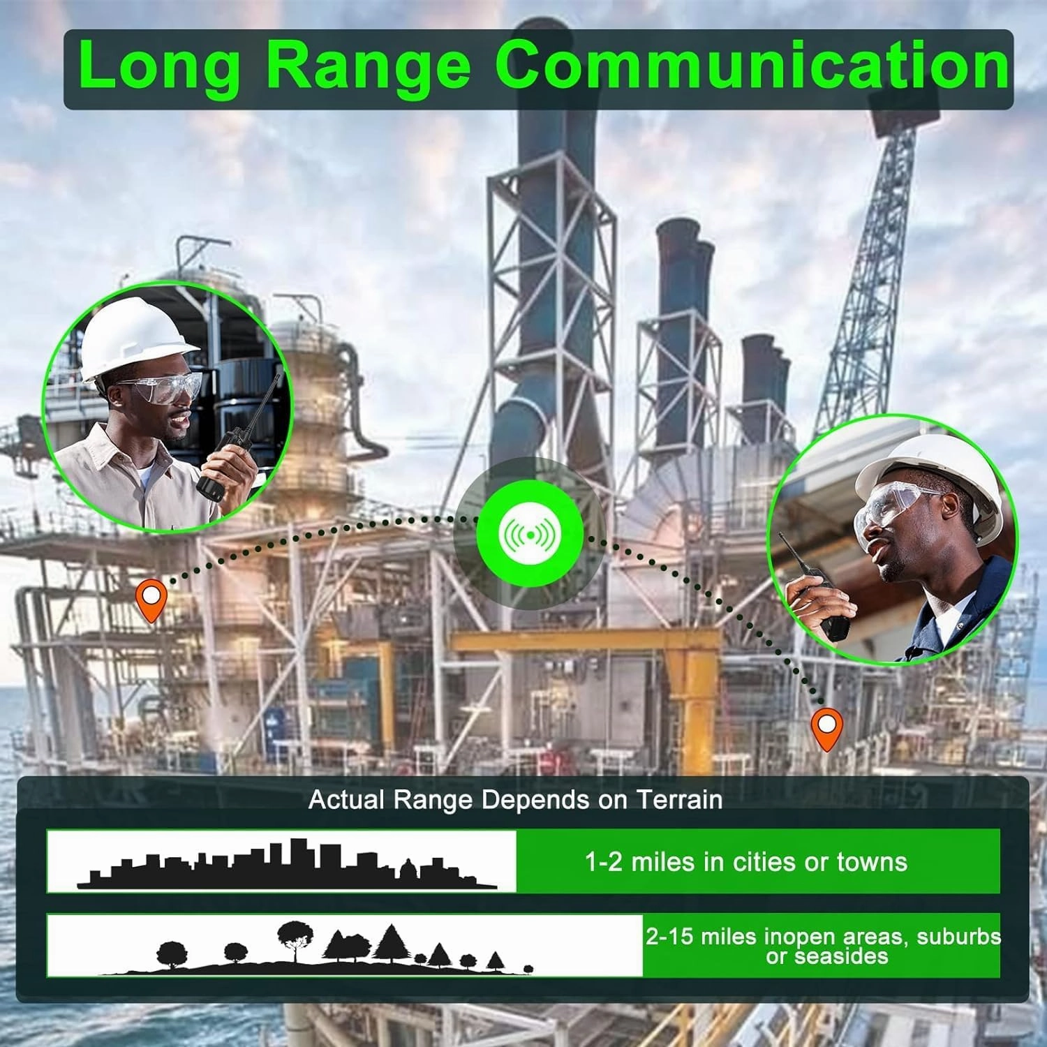 SAMCOM FPCN10A Two Way Radio Long Range Rechargeable, 3000mAh Battery 2 Way Radios Walkie Talkies for Adults,Professional Programmable UHF Radios for Construction Warehouse, 16 Packs
