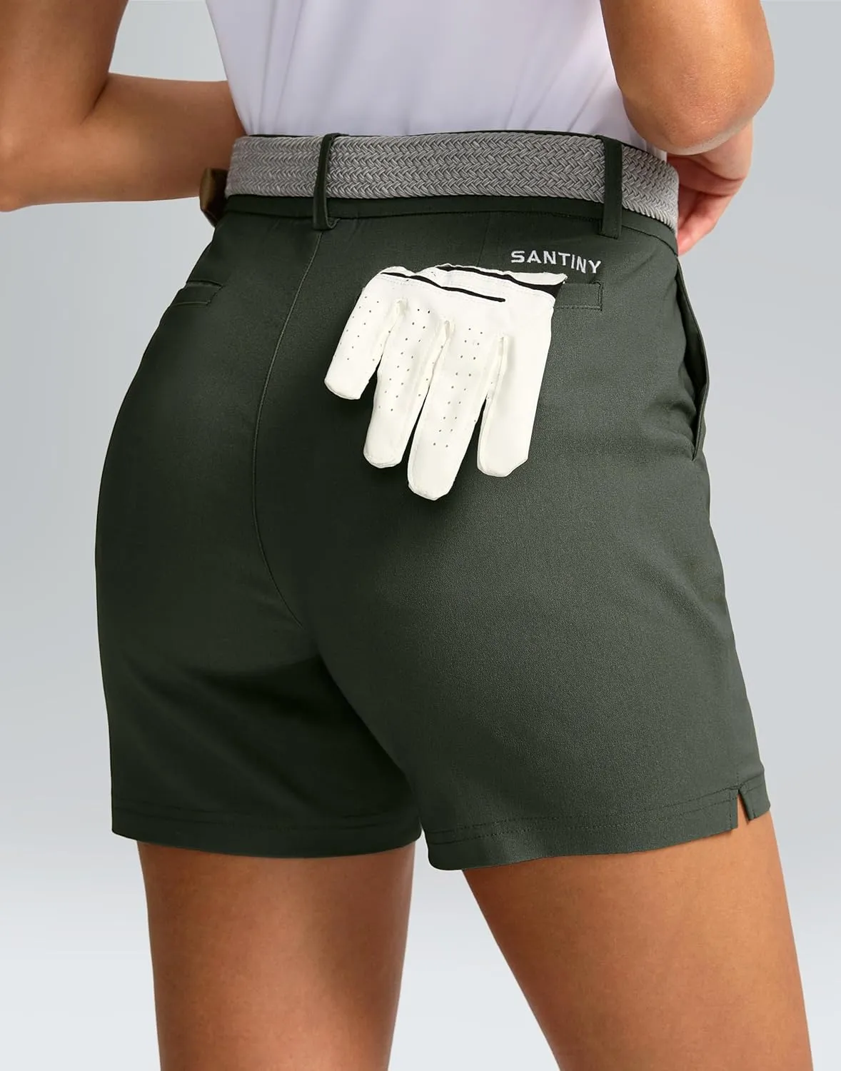 SANTINY Women's 5" Golf Shorts with Pockets Quick Dry Stretch Work Outdoor Hiking Shorts for Women Casual Summer
