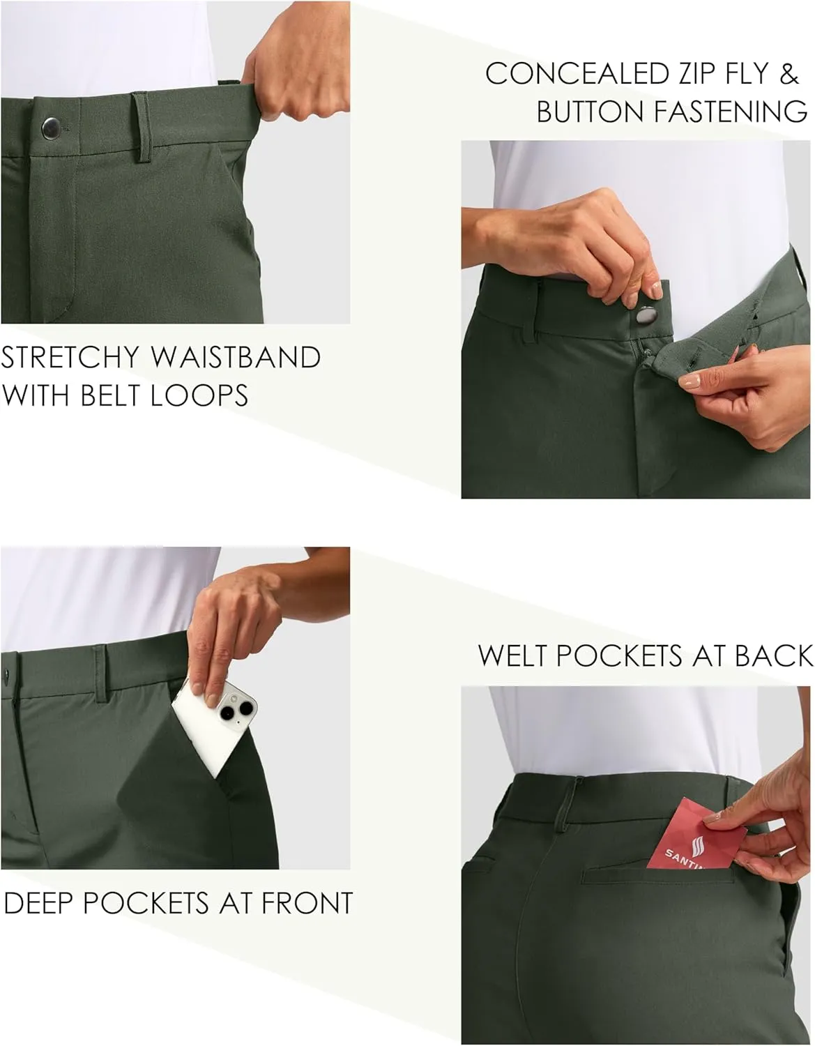 SANTINY Women's 5" Golf Shorts with Pockets Quick Dry Stretch Work Outdoor Hiking Shorts for Women Casual Summer