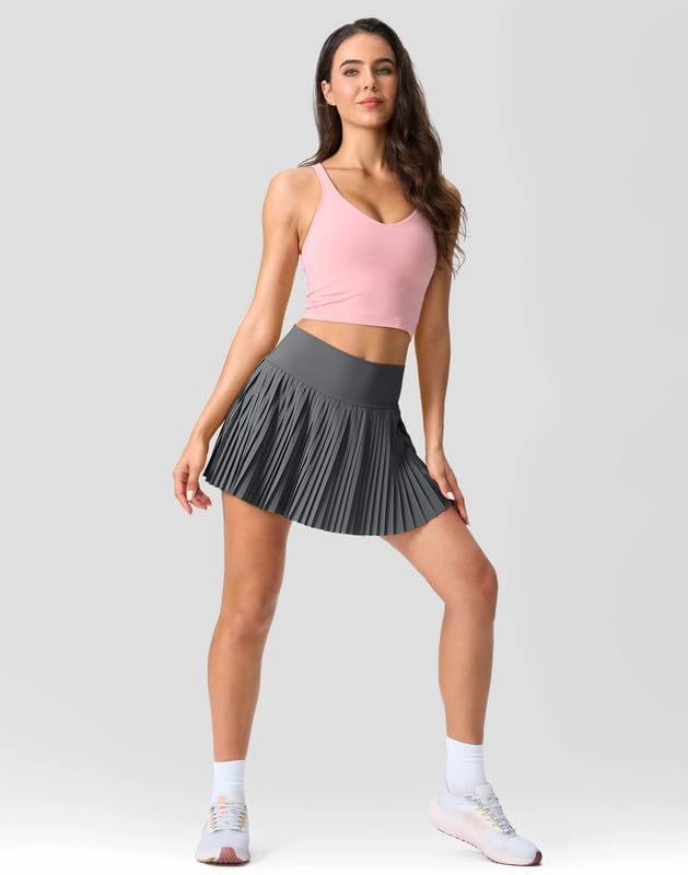 SANTINY Pleated Tennis Skirt for Women with Pockets Shorts Women's High Waisted Lightweight Athletic Golf Skorts Skirts