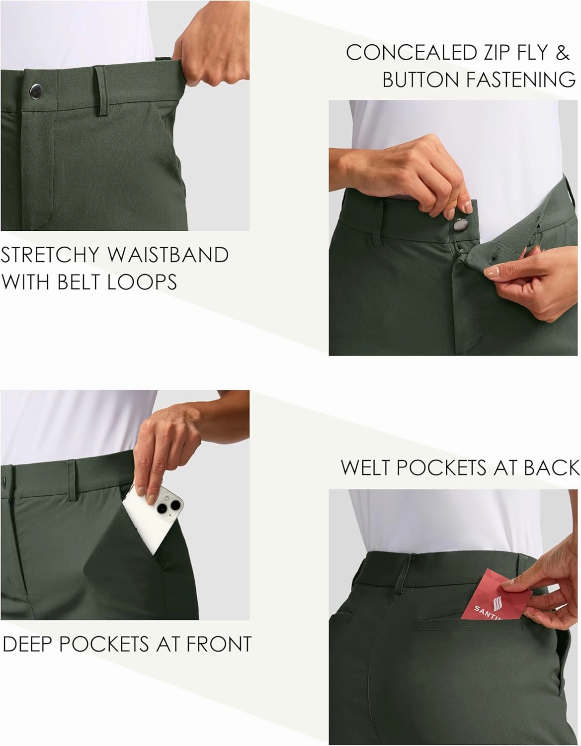 SANTINY Women's 5" Golf Shorts with Pockets Quick Dry Stretch Work Outdoor Hiking Shorts for Women Casual Summer