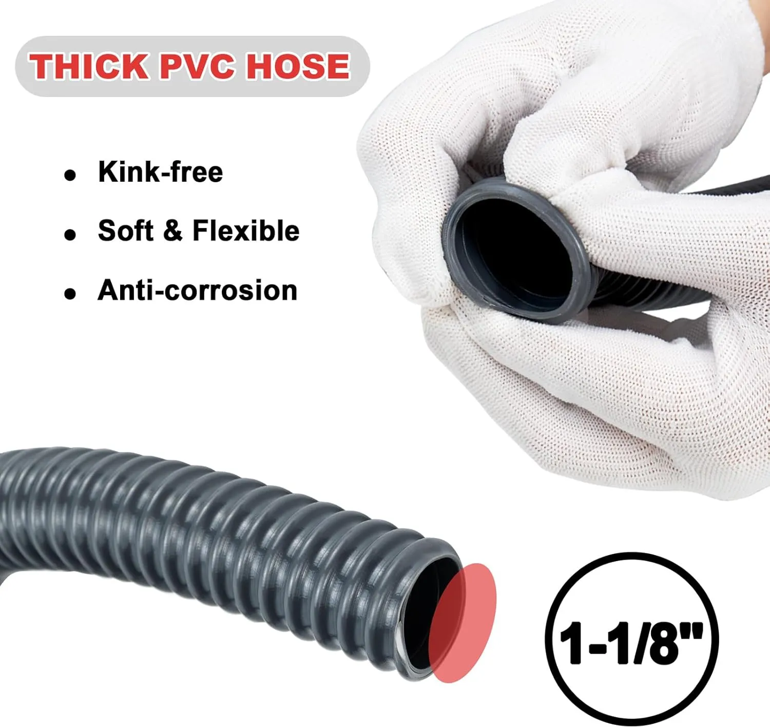 Sanuke 1-1/8 Inch Boat Bilge Pumping Kit, 1100gph Bilge Marine 12V Water Pump with 6 FT Kink-free PVC Hose, 2 Clamps and Thru-Hull Fitting, Submersible Bilge Pumps for Boats Kayak Cruisers