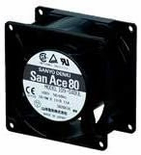 SANYO Denki 109-044UL AC Fan 80x42mm 230VAC 60Hz 9W 0.05A, 35.3CFM 44dB, Mini Ace, 2 Terminals