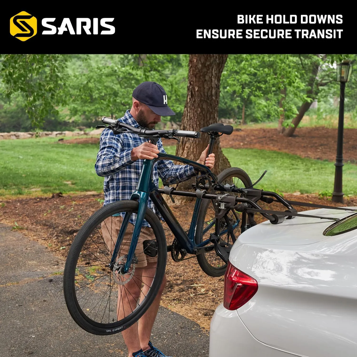 Saris Guardian Trunk Bike Rack – No-Hitch Bicycle Carrier for Car, Sedan, Hatchback, SUV, Van, – Foldable Steel Mount – Easy Installation, American-Made, Fits Up to 3 Bikes (35 lbs Each)