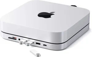 Satechi USB C Hub - Type-C Aluminum Stand & Hub - USB-C Data Port, Micro/SD Card Readers, USB 3.0 & Headphone Jack Port - for Mac Studio, Mac mini M2/M1 (Not Compatible with M4) - Silver
