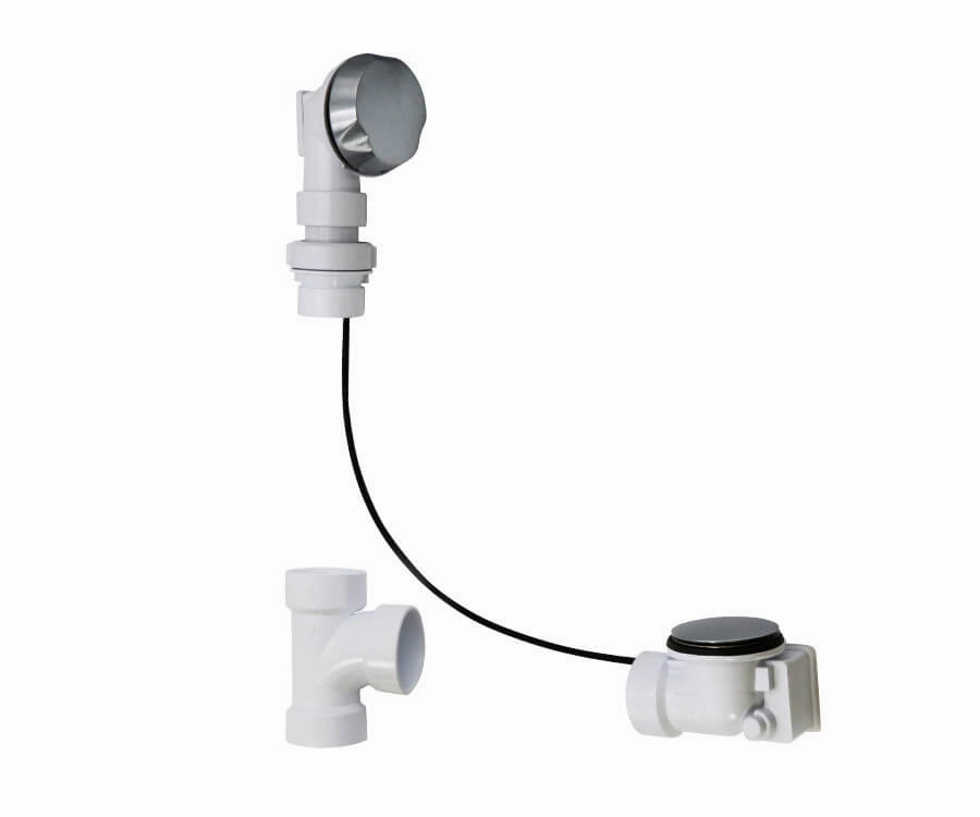 Schedule 40 ABS Cable Operated Bath Waste & Overflow Drain with Patented Flexible Overflow Neck for 23" to 36" Tub Depths