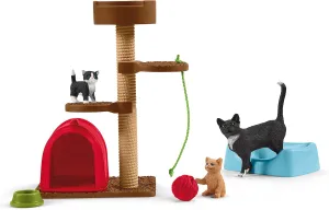 Schleich Farm World, Animal Toy Gifts for Kids, Playtime for Cute Cats, 9-piece Set with Cat and Kitten Toys 9-piece set, Ages 3 