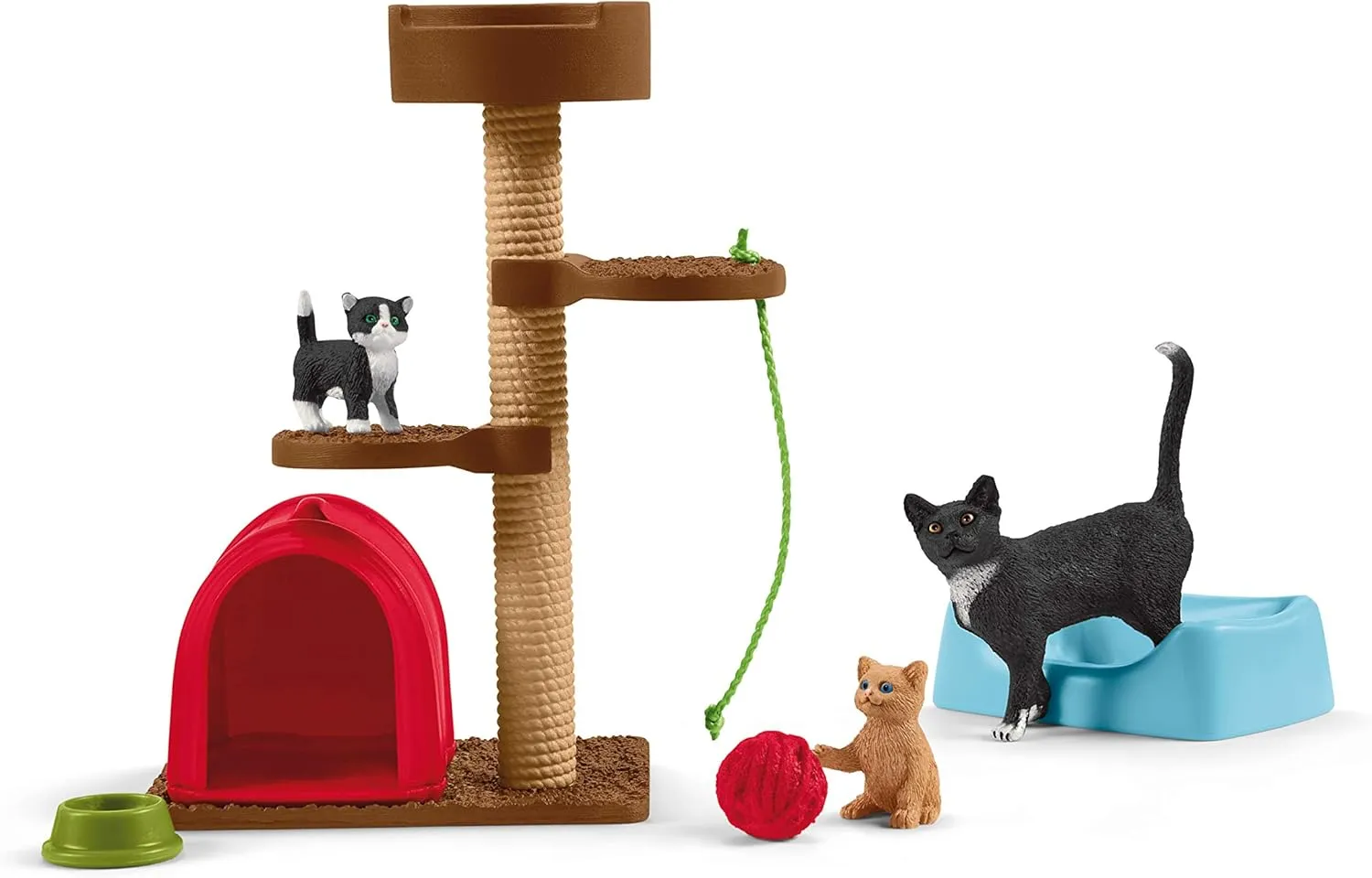 Schleich Farm World, Animal Toy Gifts for Kids, Playtime for Cute Cats, 9-piece Set with Cat and Kitten Toys 9-piece set, Ages 3 