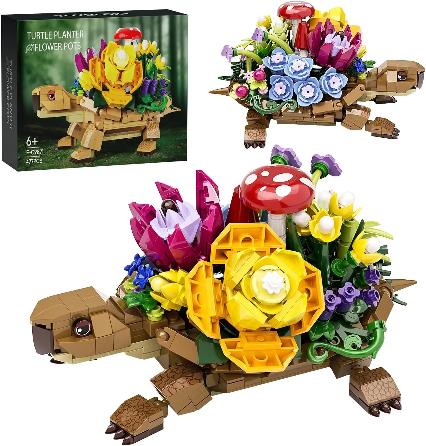 Sea Turtle Succulent Planter Building Set, Compatible with Lego Turtle Flowers Pot Building Kit, Animals Botanical Collection Blocks Toys, for 6  Girls, Women, Home Plants Decor, Gifts